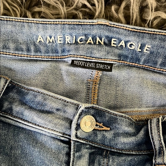 AEO wide flare leg Women's Blue Jeans 14 next level stretch retro bell bottoms 🦅 - Picture 4 of 7